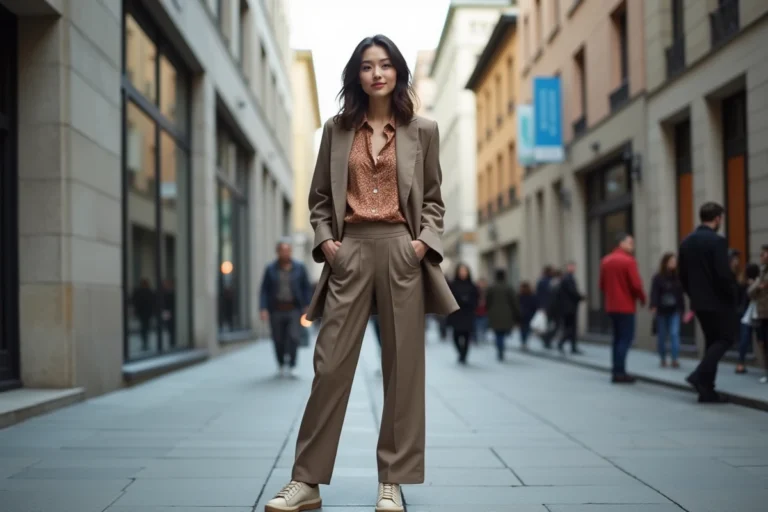 Jeune femme élégante en blazer urbain mode